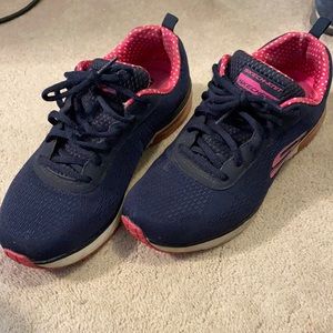 Skechers navy blue and pink sneakers sz 8.5